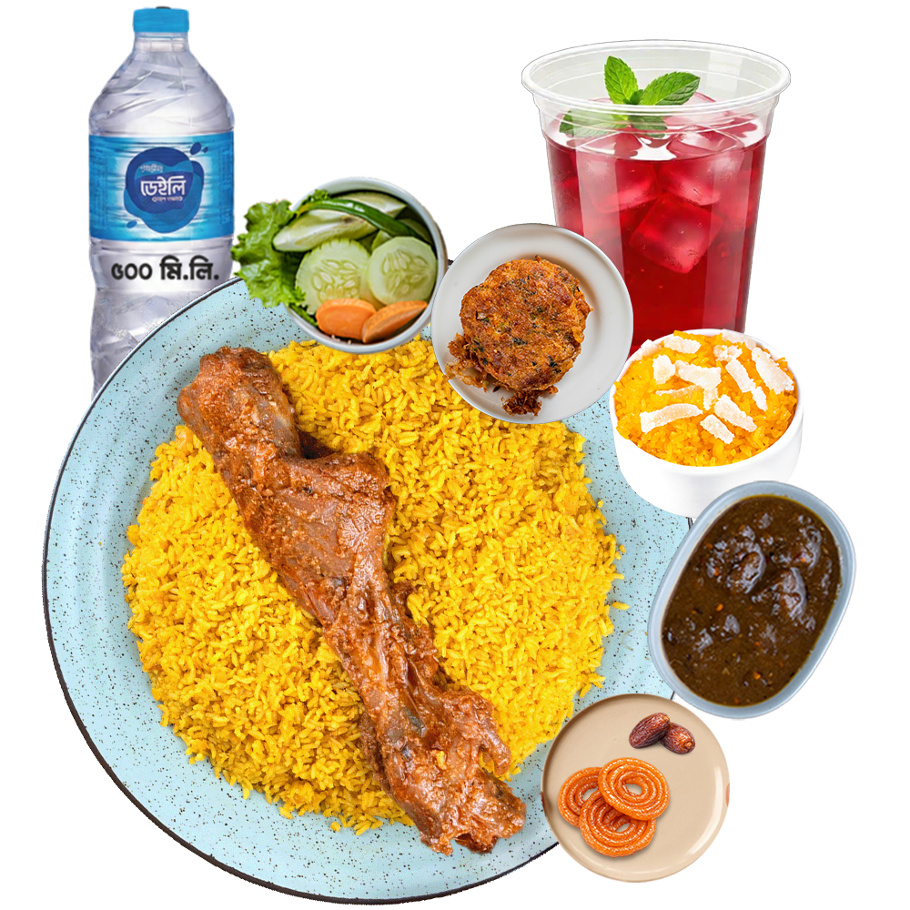 iftarplatter 7 ( mutton leg roast khichuri)