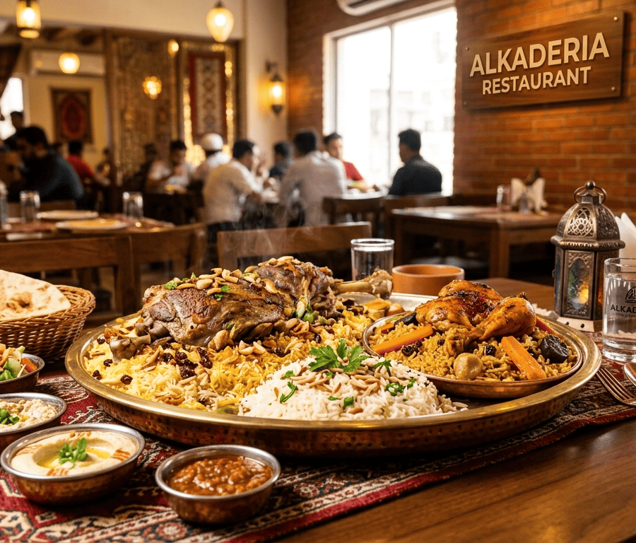 Authentic Arabian Mandi and Kabsah Platter at Alkaderia Restaurant Rampura Dhaka